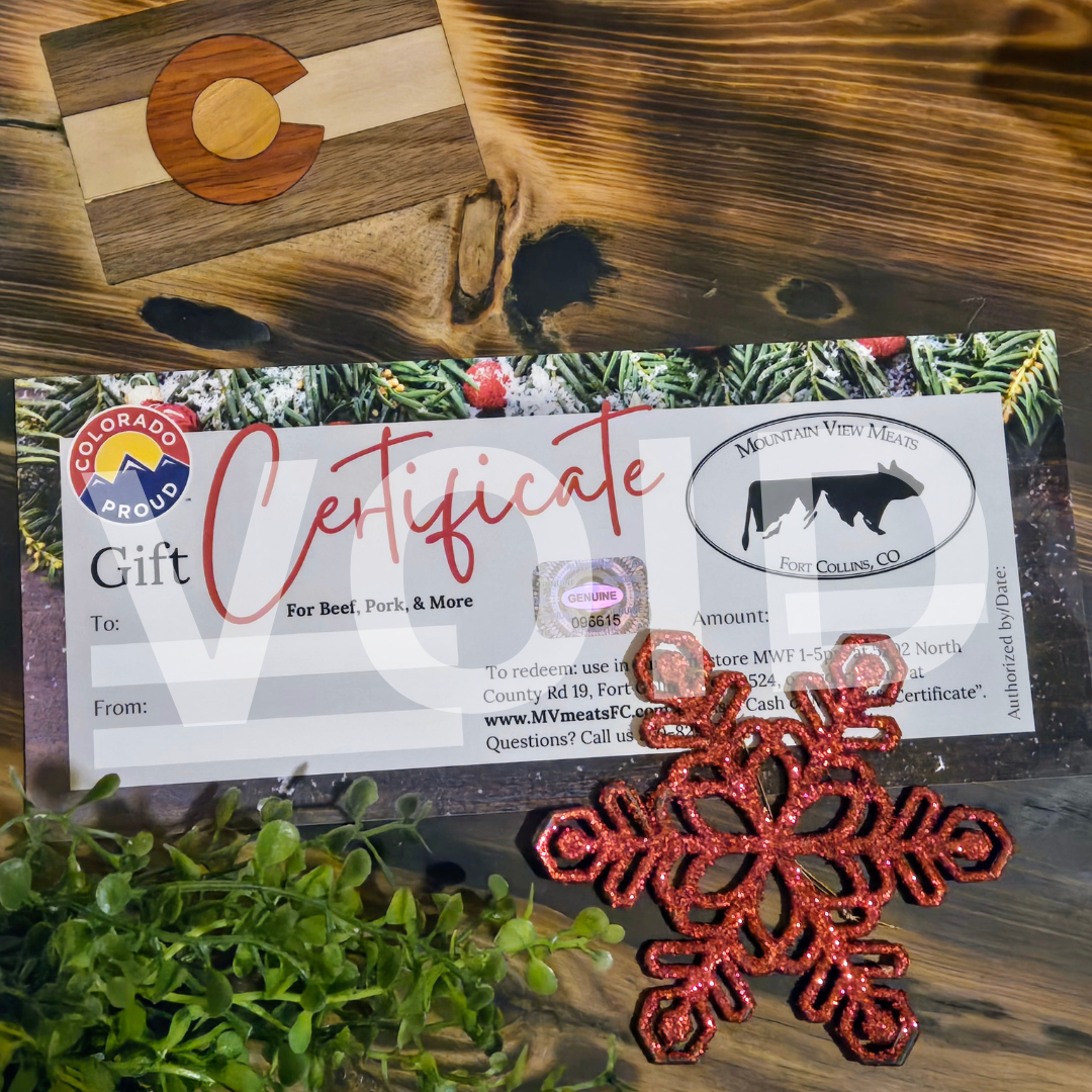 Mountain View Meats Gift Certificate - PHYSICAL